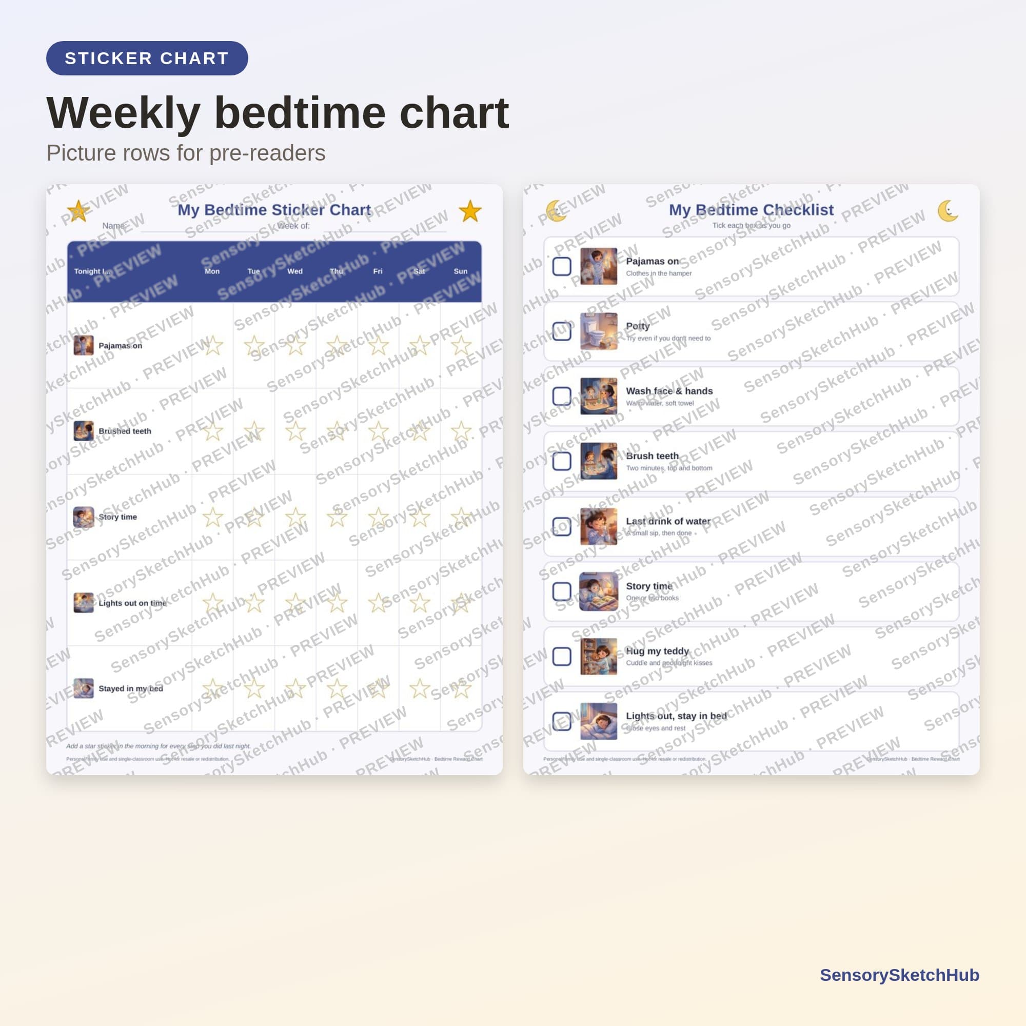 Bedtime Reward Chart for Kids, Sleep Sticker Tracker, Stay in Bed Pass, Autism ADHD, view 6