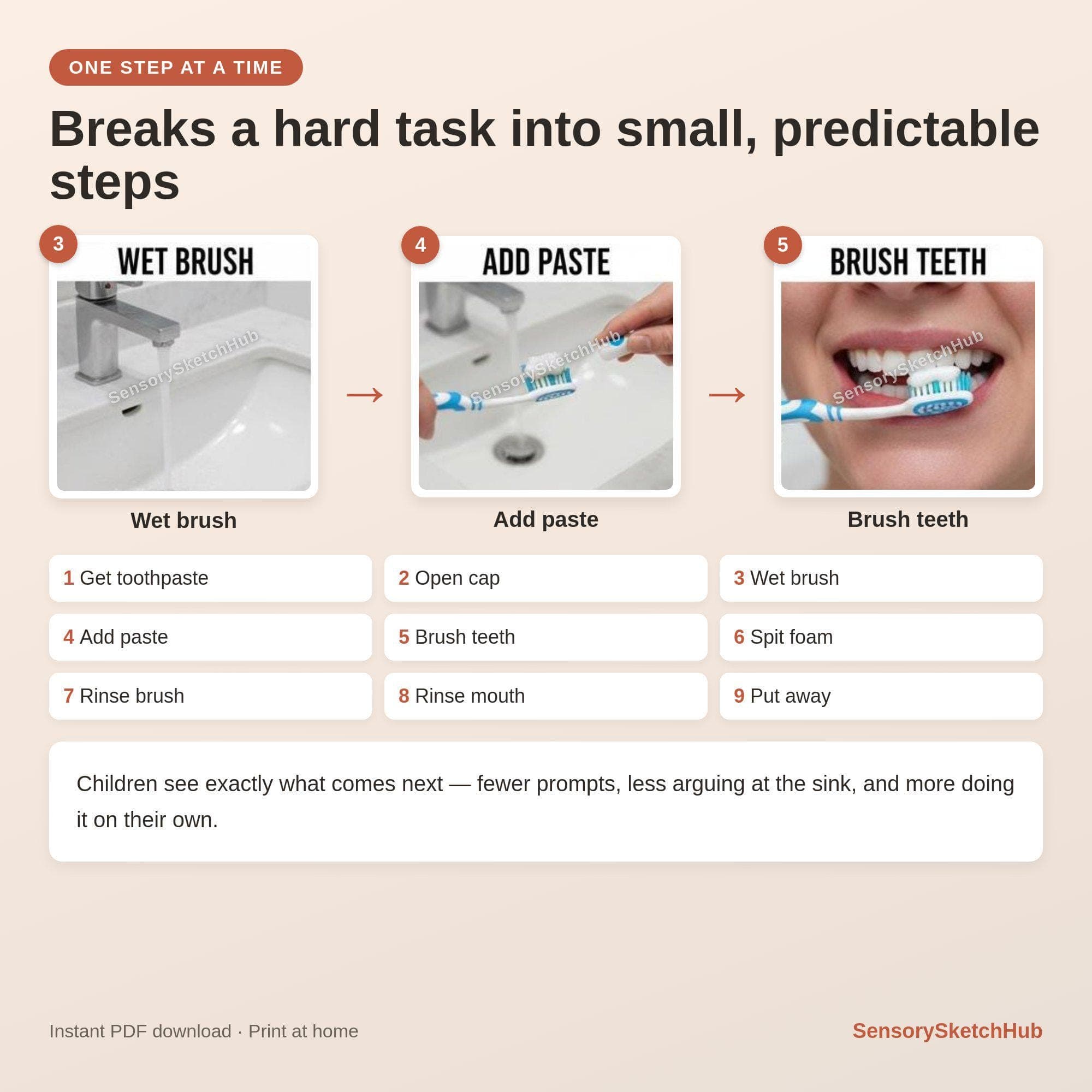 Tooth Brushing Chart | Visual Schedule Autism ADHD | Teeth Routine Cards for Kids, view 3
