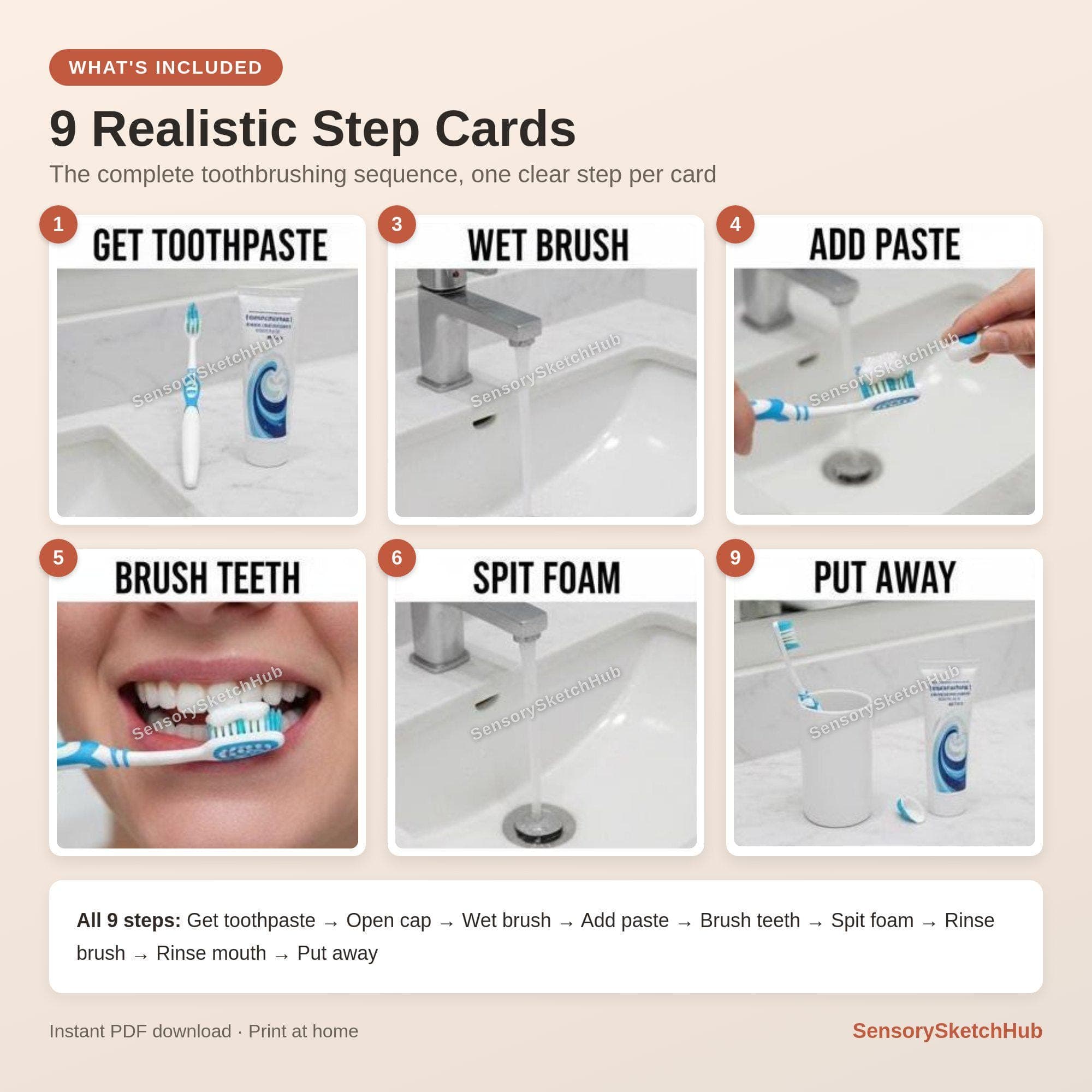 Tooth Brushing Chart | Visual Schedule Autism ADHD | Teeth Routine Cards for Kids, view 2