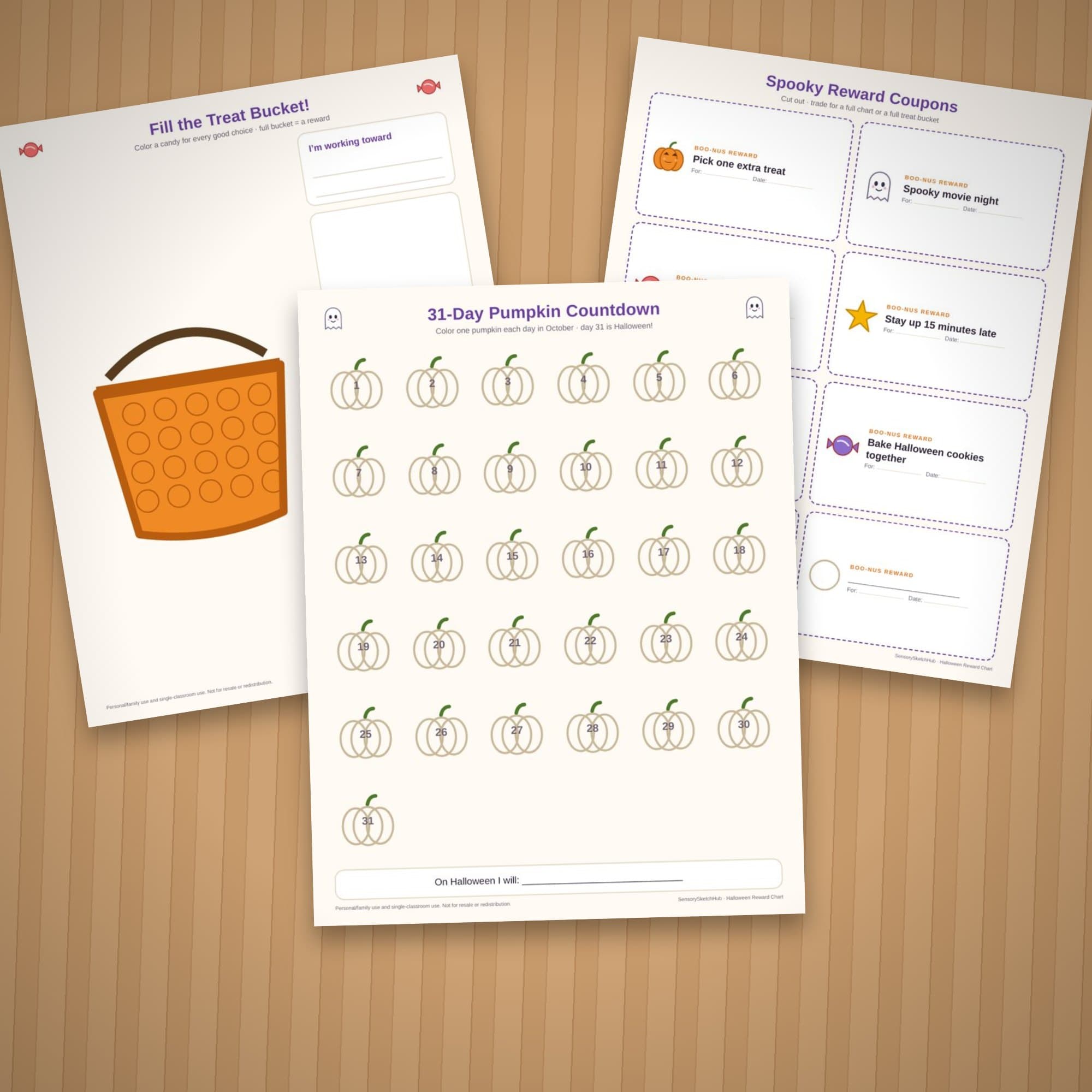 Halloween Reward Chart for Kids, Pumpkin Sticker Tracker, Behavior Coupons, October Countdown