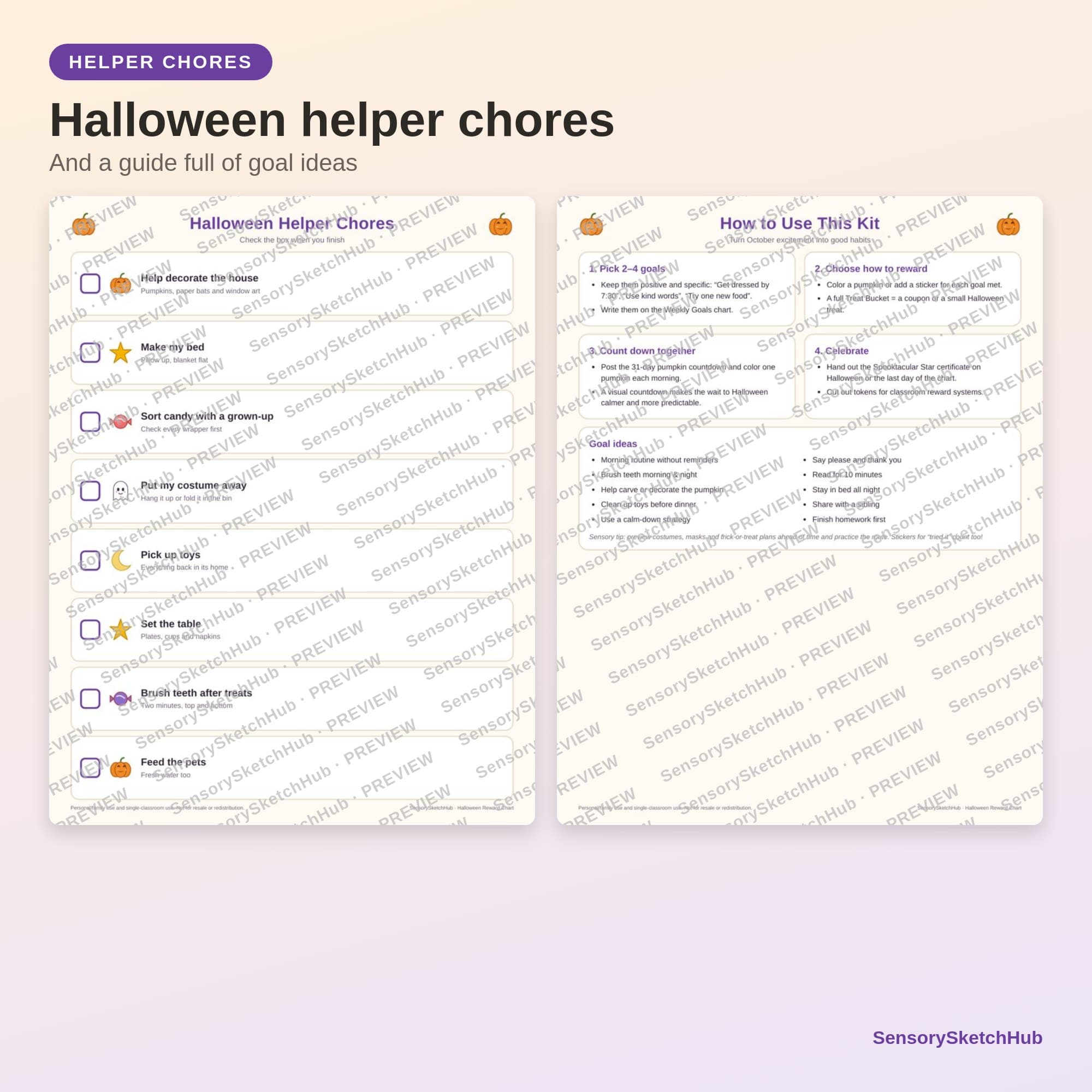 Halloween Reward Chart for Kids, Pumpkin Sticker Tracker, Behavior Coupons, October Countdown, view 6