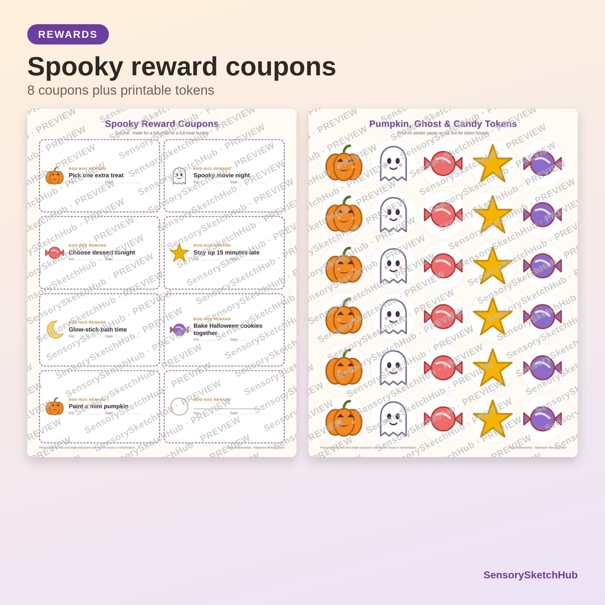 Halloween Reward Chart for Kids, Pumpkin Sticker Tracker, Behavior Coupons, October Countdown, view 4