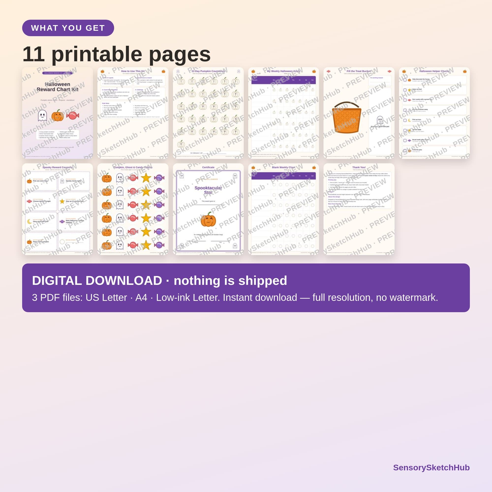 Halloween Reward Chart for Kids, Pumpkin Sticker Tracker, Behavior Coupons, October Countdown, view 8
