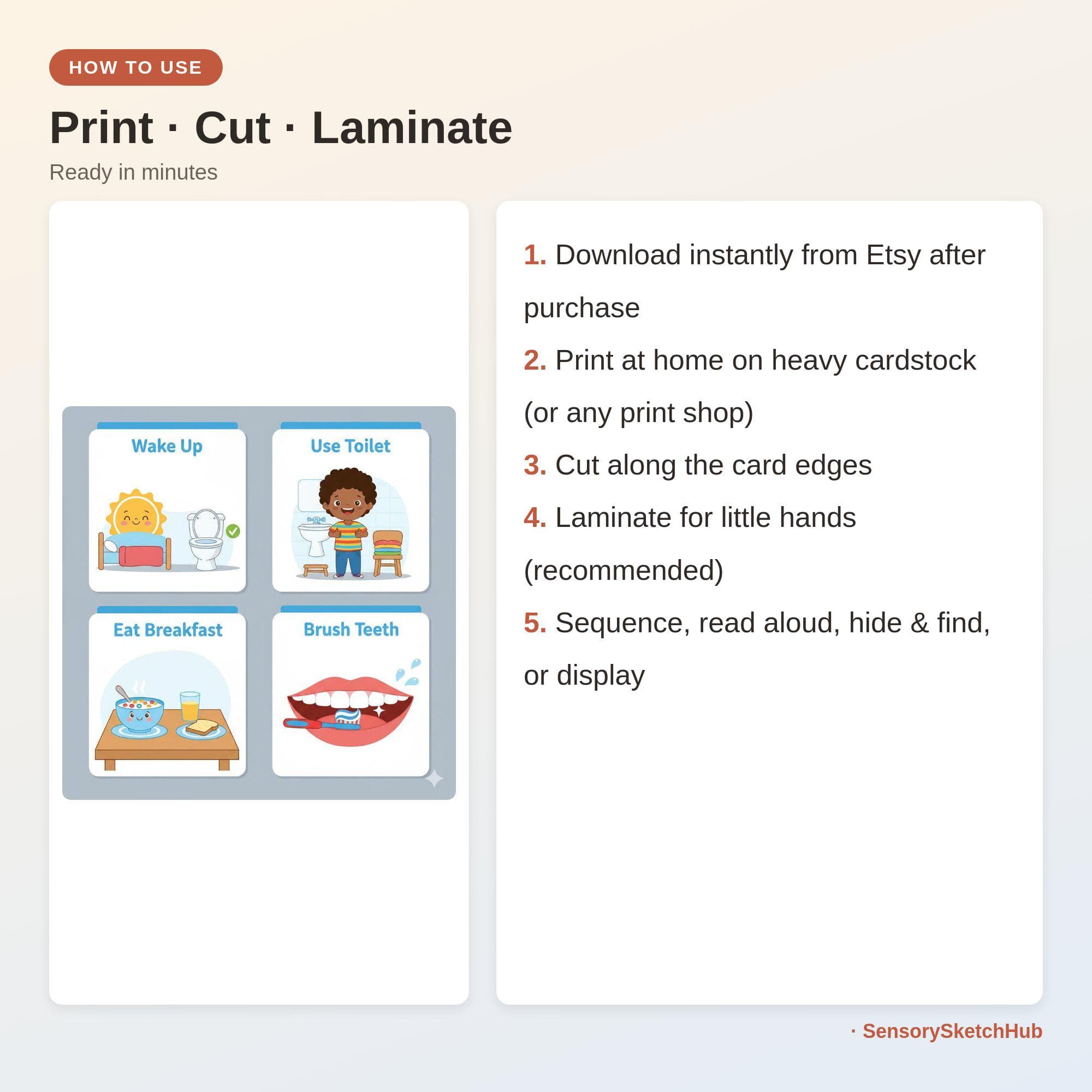 Morning Routine Chart | Visual Schedule for Autism ADHD Kids | Toddler Picture Cards, view 5