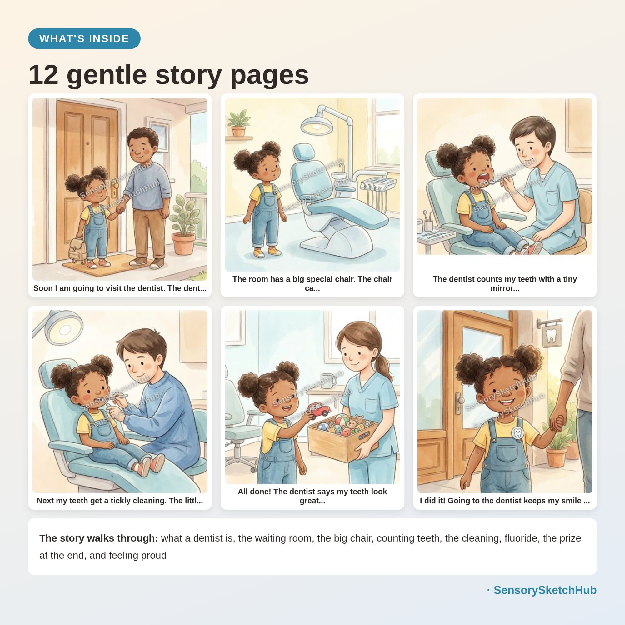 Dentist Social Story for Kids | Autism ADHD Visual Prep | Illustrated Printable Booklet, view 2