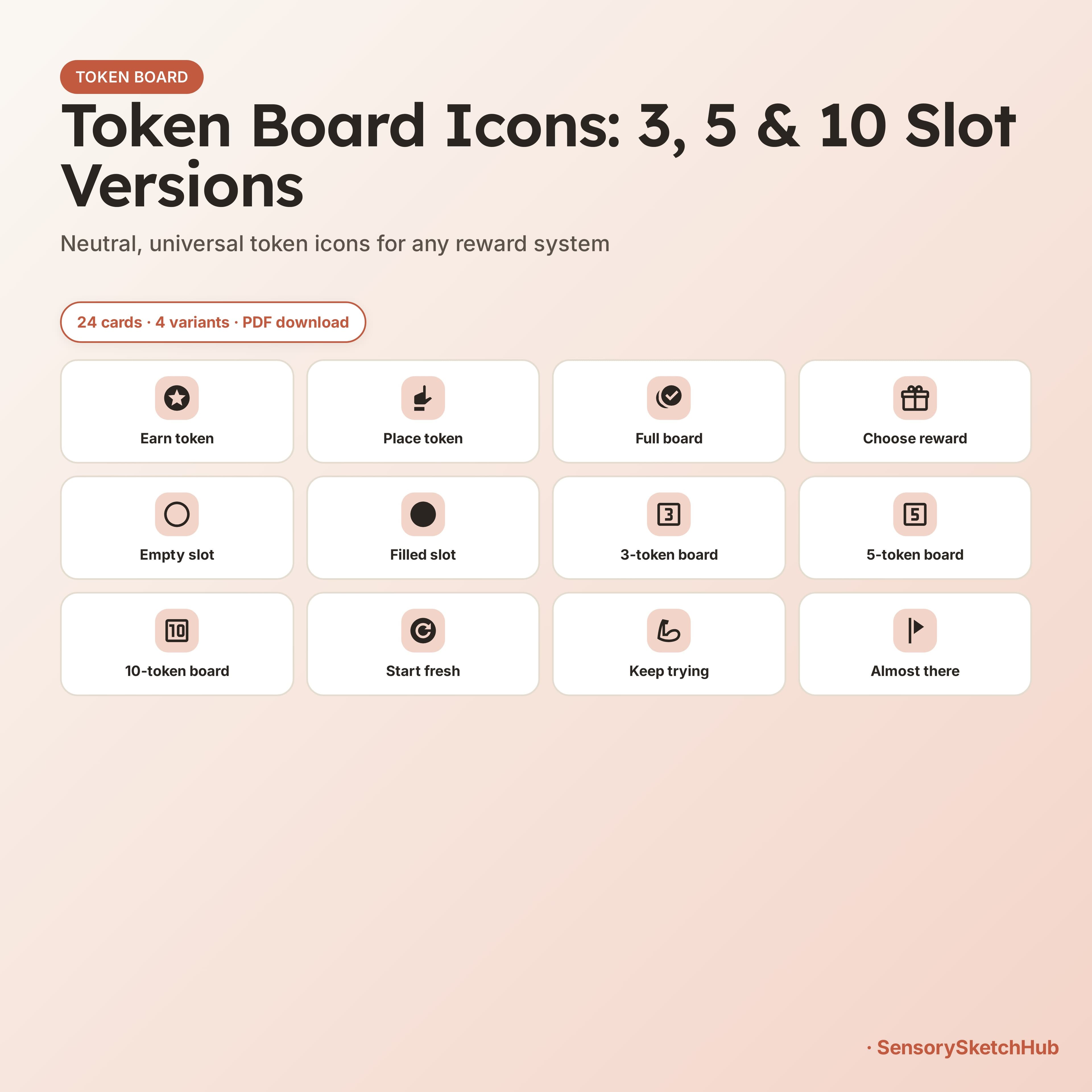 ABA Token Board Kit | Printable Visual Reward System | Autism ADHD Behavior Chart, view 6